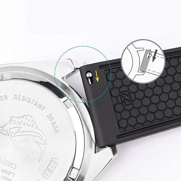 Ersättningsarmband i fluorogummi för Samsung/Huawei/Garmin Smart Watch 20 mm universellt Sapphire Silver Buckle