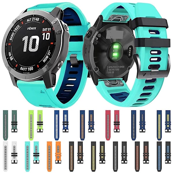 26 mm watch för Garmin Fenix ​​7x Solar Lime Black