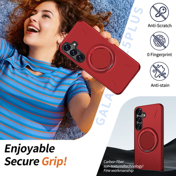 Fodral för Samsung Galaxy S25, roterande stöd TPU + PC Red