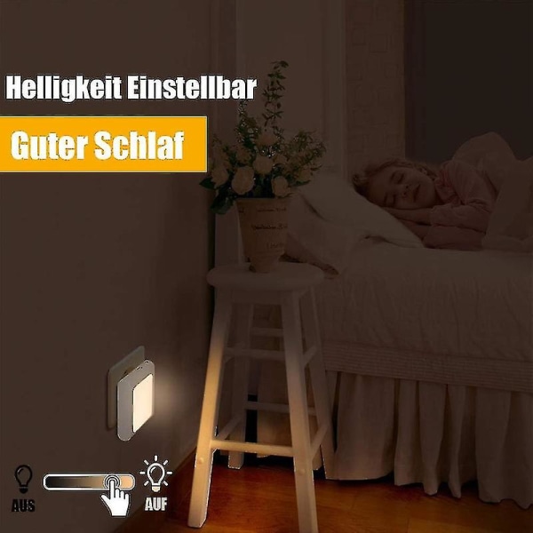 Nattljus med skymningssensor, Emotionlite 2 delar Ljusstyrka steglöst justerbar Mycket bra för barnrum, trappor, sovrum, kök