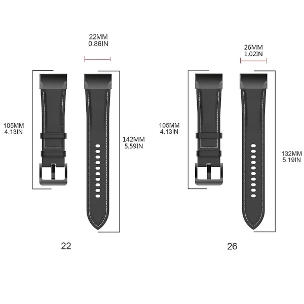 Band för Fenix ​​7/för Fenix ​​7X Läderarmbandsbälte 22mm 26mm Dark brown 22mm