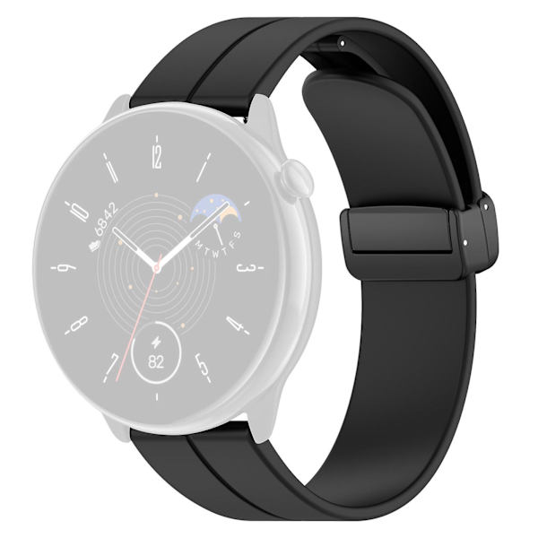 Magnetisk folde spænde 20mm silikone rem ur rem til Huami Amazfit Gtr Mini/ Gts 4/3/2 / Bip 3 Black