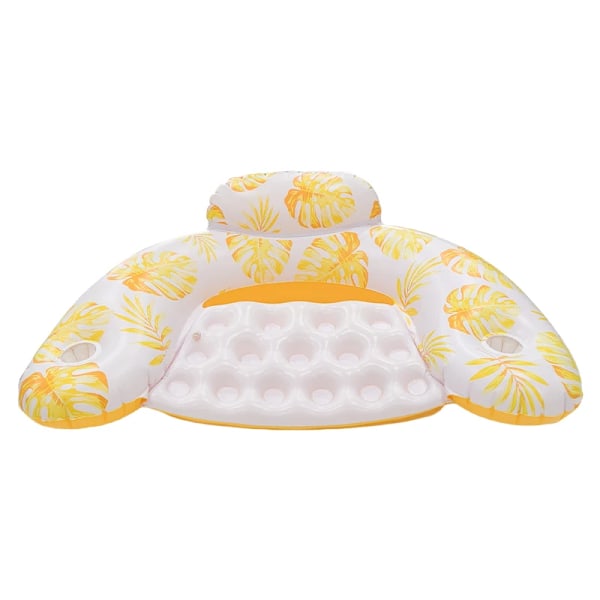 Kesän ympäristöystävällinen PVC-painettu U-muotoinen puhallettava kelluntarengas mukitelineellä (keltainen)