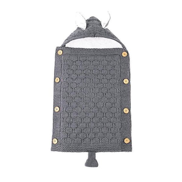 Nyfødte Klapvogn Sovepose Baby Konvolut Strikket Swaddle Fodpose Dark Grey