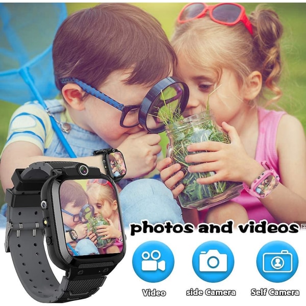 Gutter og jenter Gaming Smart Watch for barn 1,44 tommers HD-berøringsskjerm 14 puslespill Dual Camera Video