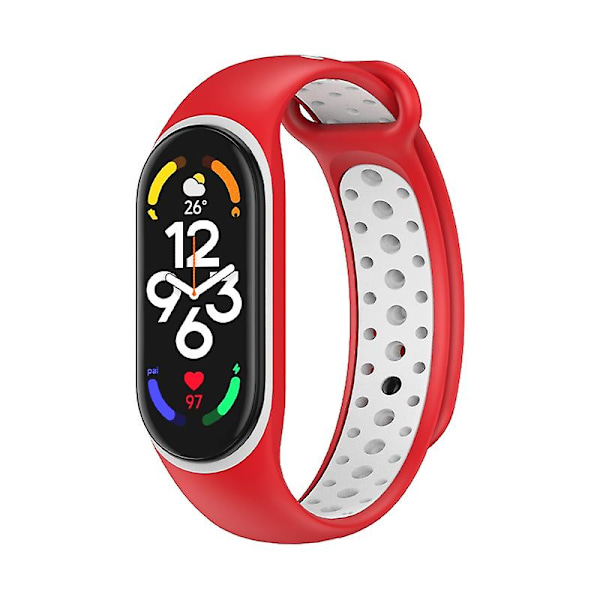 Silikonarmbånd for Xiaomi Mi Band 7 Red White