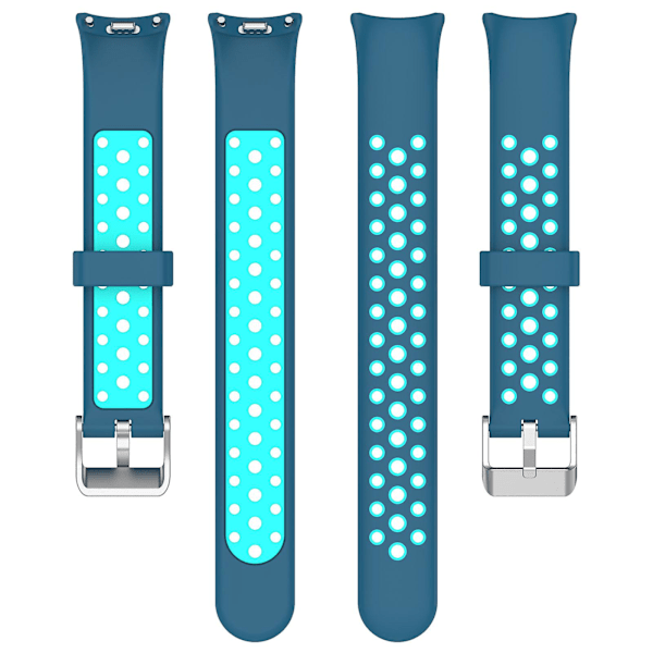 Dual-farvet silikoneurrem til Xiaomi Smart Band 8, med rustfrit stål-stik Blue Teal Green