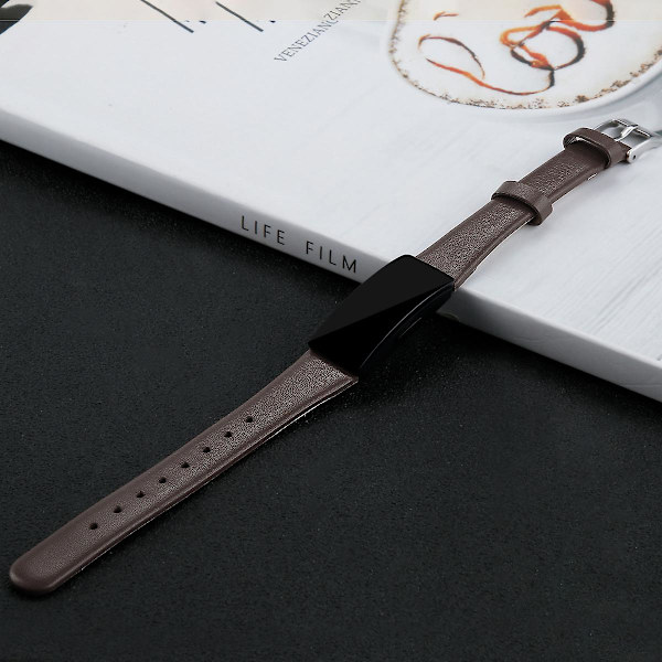 For Fitbit Inspire / Inspire HR älykellohihna, ylin kerros naudannahkaa, rannehihna, KOKO L-6,7-8,1 tuumaa Grey