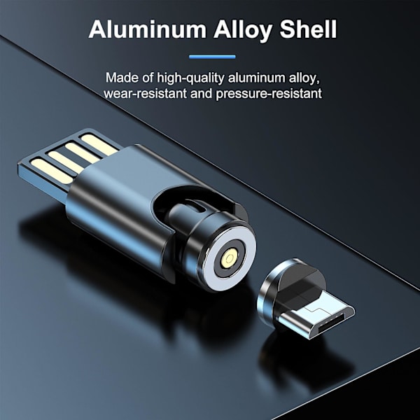 Micro USB -sovitin 540 asteen pyörivä minimagnettiliitin Nopea lataussovitin Black