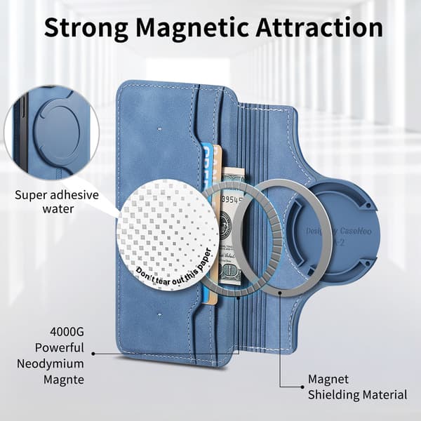 Fodral för iPhone 16 Plus Sugkopp Adsorption Flip Cover Magsafe Skyddsfodral Blue