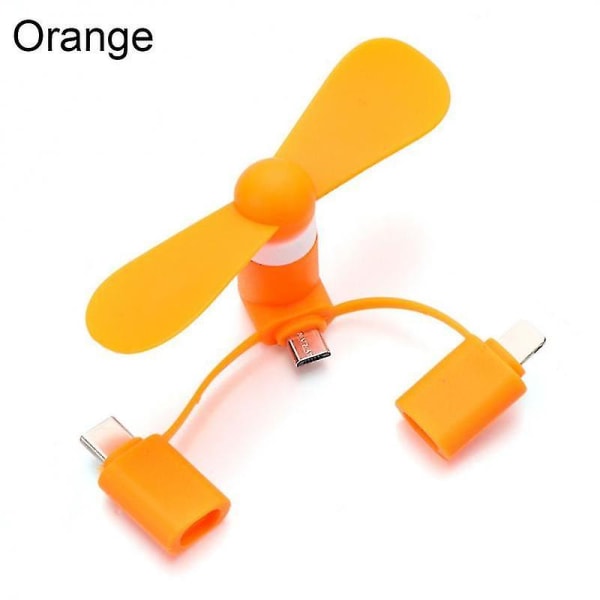 3 i 1 reise bærbar mobiltelefon Minivifte Kjølekjøler For Android Type-c Micro Usb C For Ipad Iphone 5 6 6s 7 Plus 8 X Xs orange