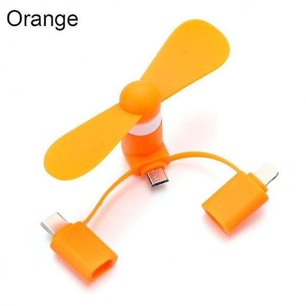 3 in 1 Travel Kannettava matkapuhelin Mini Tuuletin Jäähdytysjäähdytin Android Type-c Micro USB C Ipad Iphone 5 6 6s 7 Plus 8 X Xs orange