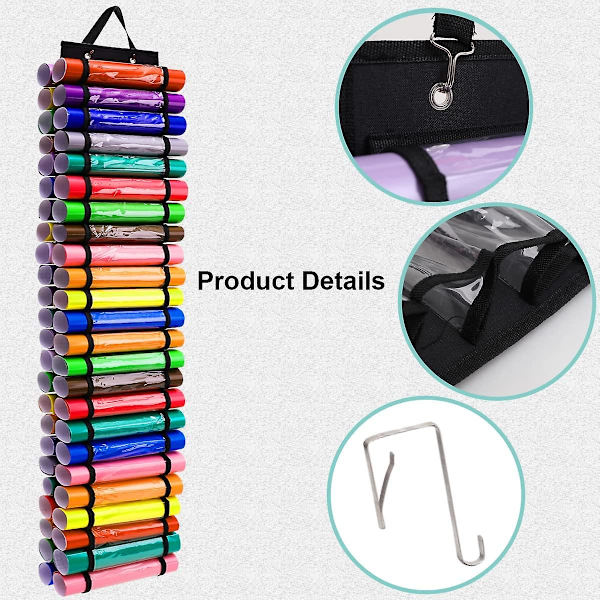 Vinylförvaringsställ, 48 rullfack Värmeöverföringspapper Förvaring Organizer för värmeöverföringspapper/omslagspapper (svart)