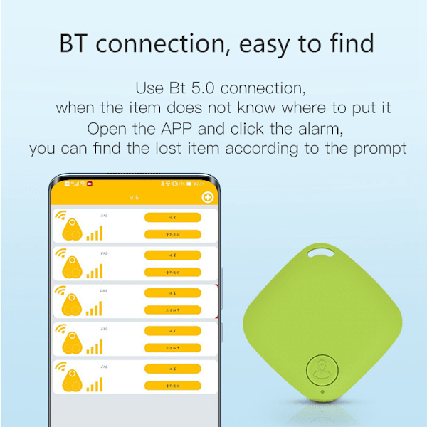 Anti-tapt Enhet Diamantformet Bluetooth Intelligent Alarm Og Tosidig Posisjonering Svart