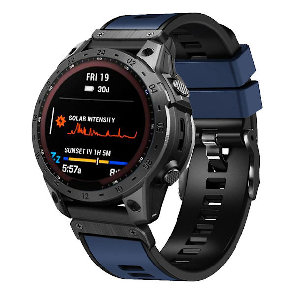 Til Garmin Tactix 7 Pro/Tactix Delta Udskiftningsarmbånd Hurtigudløsning Dual-farve Blød Silikone Sport Urrem Dark Blue    Black