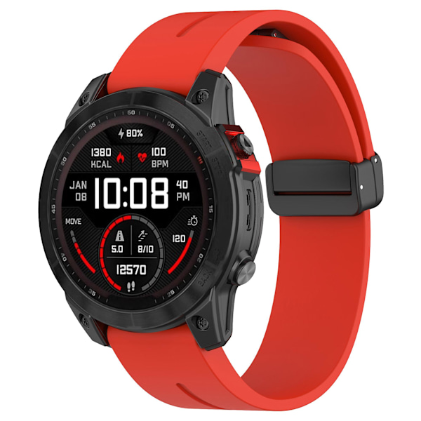 Musta solki 20mm silikoniranneke Garmin Fenix 7s/7s Pro/instinct 2s/fenix 6s -kellolle Red
