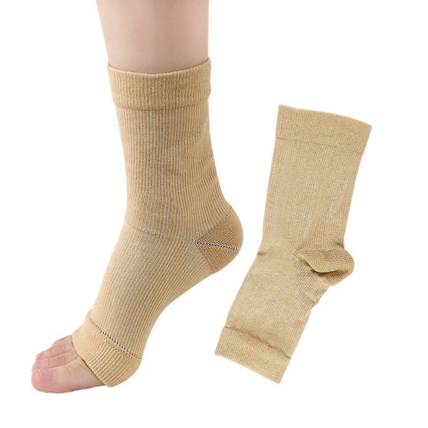 1 pari kuparilla infusoituja kompressiosukkia nilkkaa tukevat kipua lievittävät sukat L-xl Skin Color