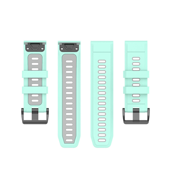 26 mm tofarvet silikone jack urbånd til Garmin Fenix ​​7x Green Gray