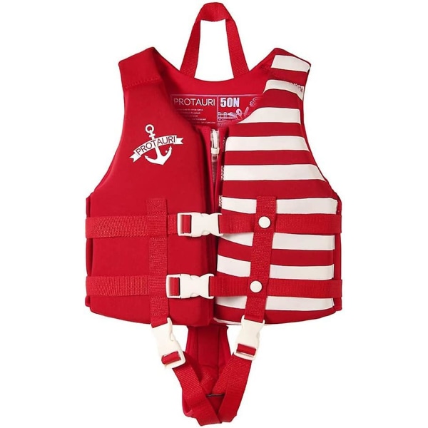 Toddler , flytväst för småbarn, barnväst flytande baddräkt badkläder med justerbar säkerhetsrem för unisex barn, ränder Stripes Red Large