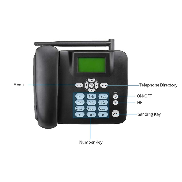 Fast trådlös telefon 4g stationär telefonsupport gsm 850/900/1800/1900mhz trådlöst simkort Black