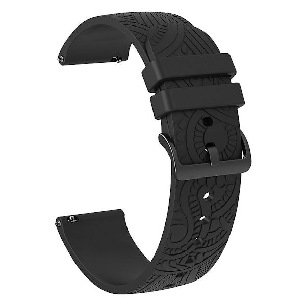 20 mm klockarmband i silikon med mönster för Garmin Vivomove/Samsung Gear Sport/Pebble 2/Huawei Watch 2 Black