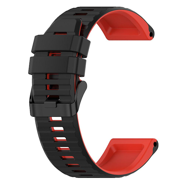 Silikone urrem med dobbelt farve vandrette striber til Garmin Fenix 7 Pro Black Red