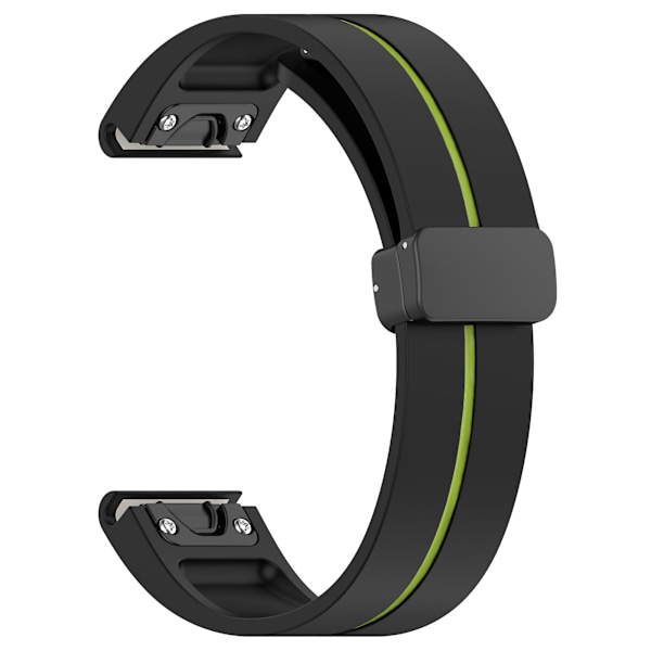 20mm Silikonihihna Garmin Fenix 7s/6s/5s -kellolle, magneettinen hihna, musta solki, kaksiväri Black Green