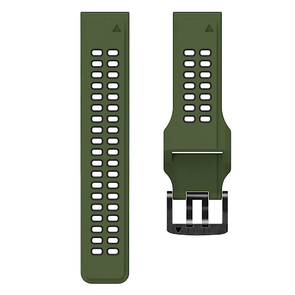 KLB-LWGJ-001 Til Garmin Fenix 7 / 7 Pro Ur Bånd QuickFit 22mm Åndbar Dobbelt Række Huller Rem Army Green Black