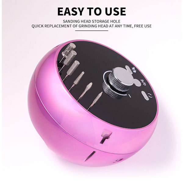 Elektrisk nagelfil 45000 varv/min, professionell manikyrset nagelpoleringsutrustning färgstark