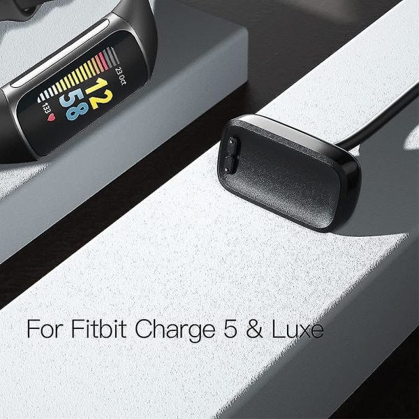 Laddare kompatibel för Fitbit Charge 5, ersättnings USB laddaradapter Laddsladd Laddningskabel för Charge5 Advanced Fitness & Health Tracker (2-pc)