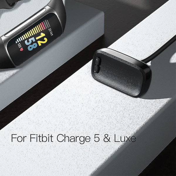 Lader kompatibel for Fitbit Charge 5, erstatning for USB-laderadapter Ladeledning Ladekabel for Charge5 Advanced Fitness & Health Tracker (2-pc.
