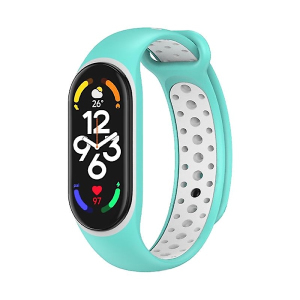 Silikonarmbånd for Xiaomi Mi Band 7 Teal   White