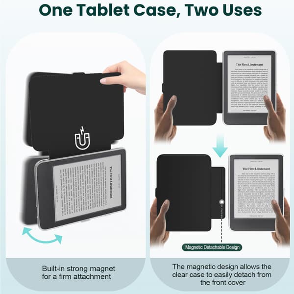 Etui til 6'' Kobo Clara Bw 2024, avtakbar magnetisk Black