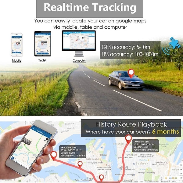 GPS TK905 Stark Magnetisk GPS Tracker 3 månader Standby Uppladdningsbar Tracker För fordon Bil Lastbil Realtidspositionering Stöldskyddsspårning
