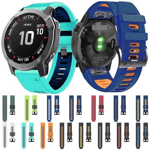 26 mm silikone urrem til Garmin Fenix ​​5x Amy Green Black