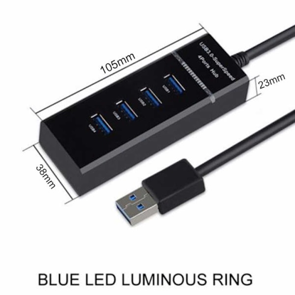 Usb C Hub Multiporttisovitin, 4 Portin Usb 3.0 Hubi (Johdon Pituus 120 cm)