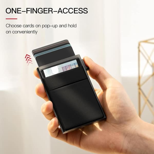 Rfid Blokerende Pop-Up Metal Kortholder, Slank Pung, Grå