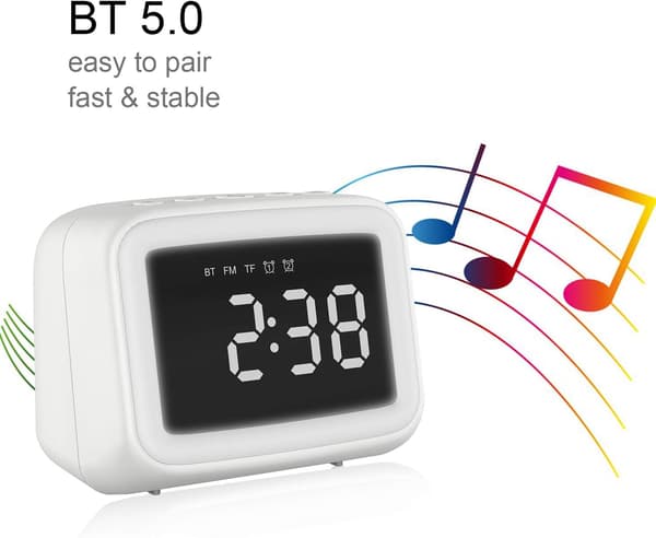 Bluetooth-høyttaler Bt511 Speilklokke Nattlys Fm Stereo (Rosa)