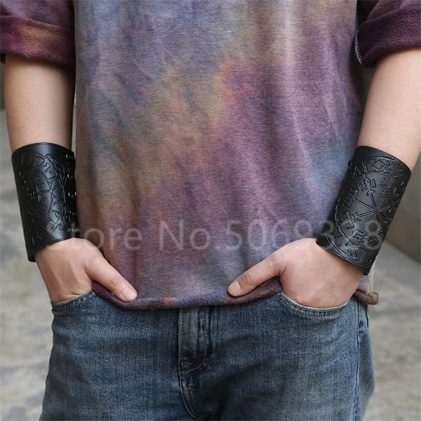 1 st Cosplay-rekvisita Faux Läder Bracer Viking Kostym Spets Arm Armor Manschett Cross String Steampunk Medeltida Gauntlet Armband Khaki