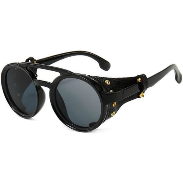 Steampunk solbriller, rund sidemesh, sideskjold (01)