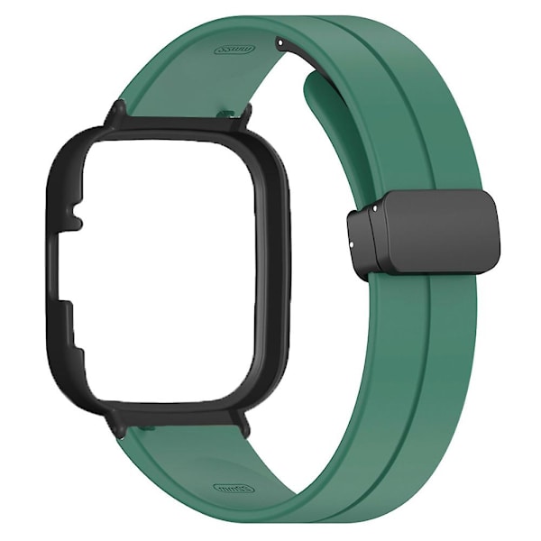 Svart magnetiskt spänne silikon handledsrem för Xiaomi Redmi Watch 3 klockarmband med klockfodral Army Green