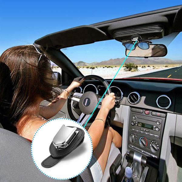 2 pakker Bilbrilleholder Universal Car Visir Solbriller Holder Clip Lær Brillehenger og billettkort Clip Brillefeste for bil Gray