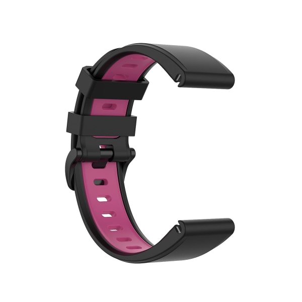 22 mm tofarget silikonklokkerem for Garmin Fenix ​​7 / Epix Black Rose Red