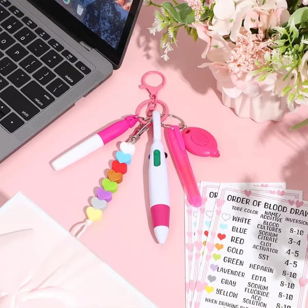 Sykepleier ID-kort Tilbehør Inkluderer Permanent Markør, Mini Highlighter (Rosa)