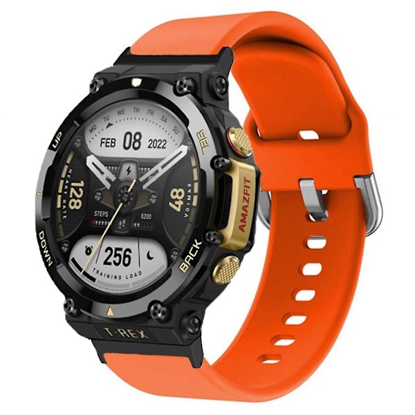 For Huami Amazfit T-Rex 2 Silikonurrem Justerbar Håndleddsrem med Firkant Spennespenne Orange