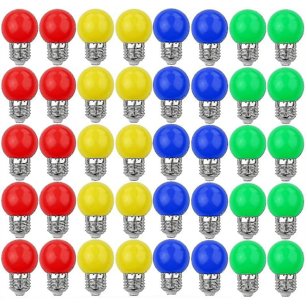40x farvede LED-pærer E27 Dekorativt og Designlys 240 Lumens Ac220v-240v Dekorationslampe Blandede farver Rød Gul Blå Grøn [eq.