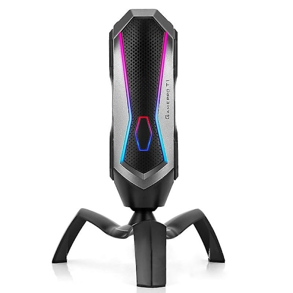 Yanmai T1 Kardioid Kondensator Gaming Mikrofon med RGB Färgglad Belysning & 1,7m Pluggbar USB-C / Typ-C Kabel