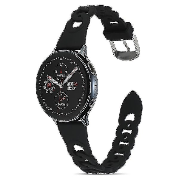 Til Garmin Venu 2 Plus/Samsung Galaxy Watch4 Watch Band 20mm Circle Design Udskiftningsrem Black, Black D Samsung Galaxy Watch A