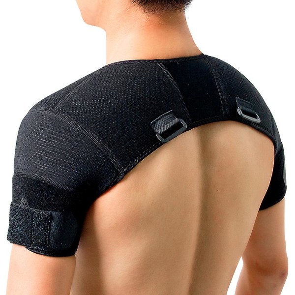 Svart dubbel axelremsbygel Rotatormanschett Arm Smärtlindring Varmterapi för män och kvinnor Flexibel Xl S