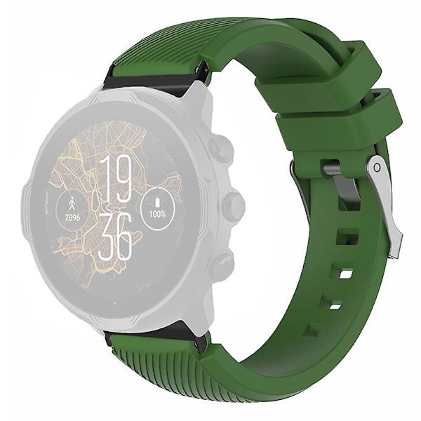 24 mm:n twill-kuvioitu silikoniranneke Suunto Spartan Sport Wrist Hr Baro / Suunto 7 -kellolle Army Green